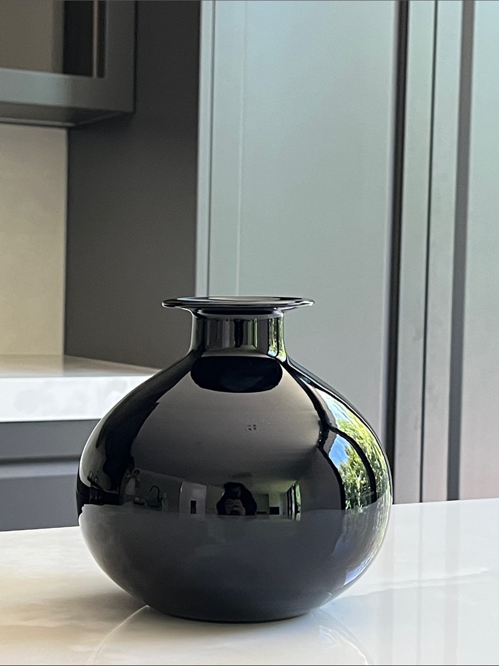 Goebel West Germany Glass Vase. Ebony Glass, 1970’s, Signed Goebel.